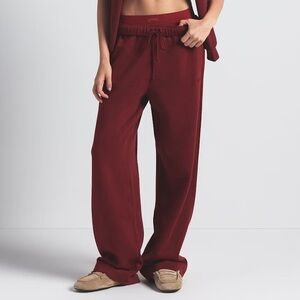 NWT SKIMS Cotton Fleece CLASSIC STRAIGHT LEG PANT MERLOT